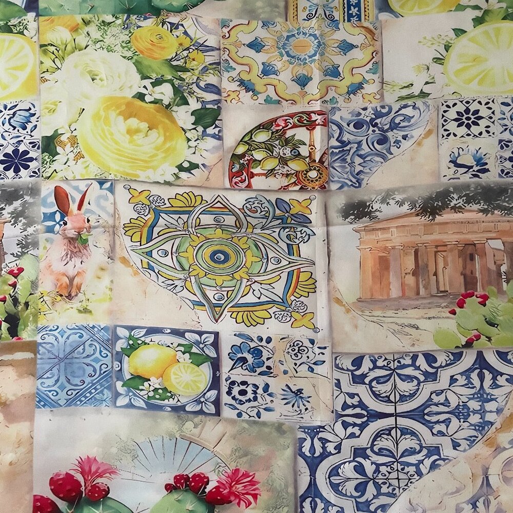 Silk blend Italian print scarf. Square 28.5” x 28.5”.